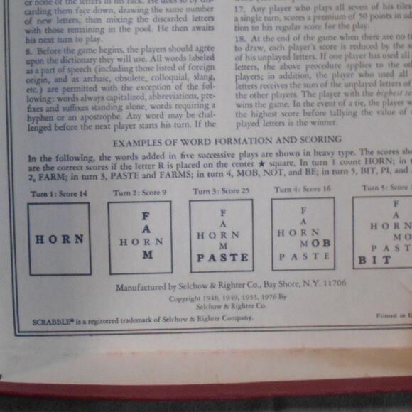 Vintage 1976 Scrabble Crossword Game Complete Selchow & Righter - Picture 6 of 10